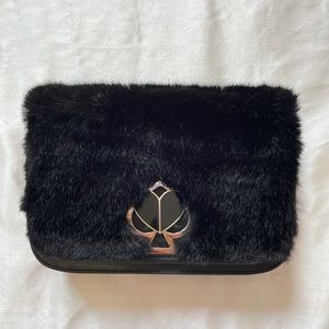Kate Spade nicola faux fur twistlock chain wallet